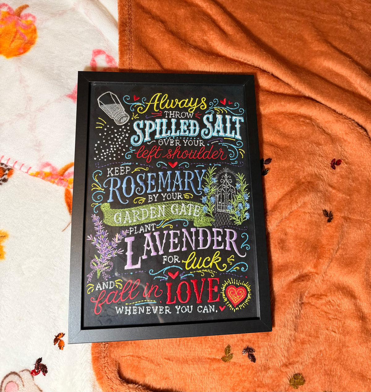 Framed throw salt