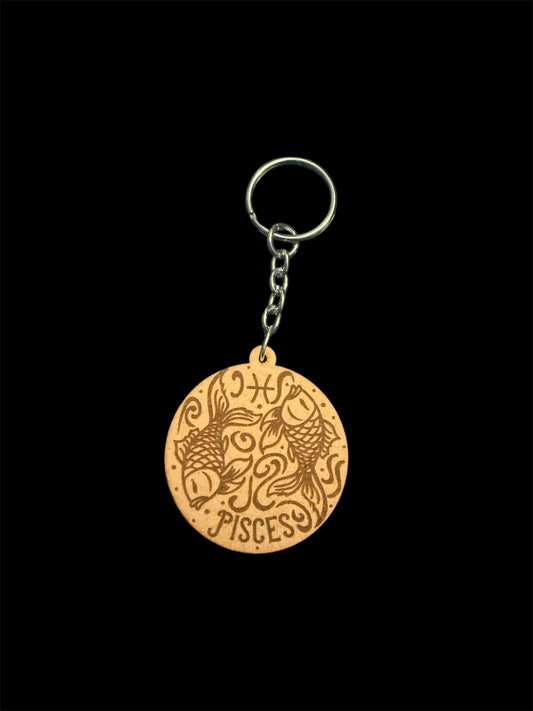 Zodiac sign laser cut keyring