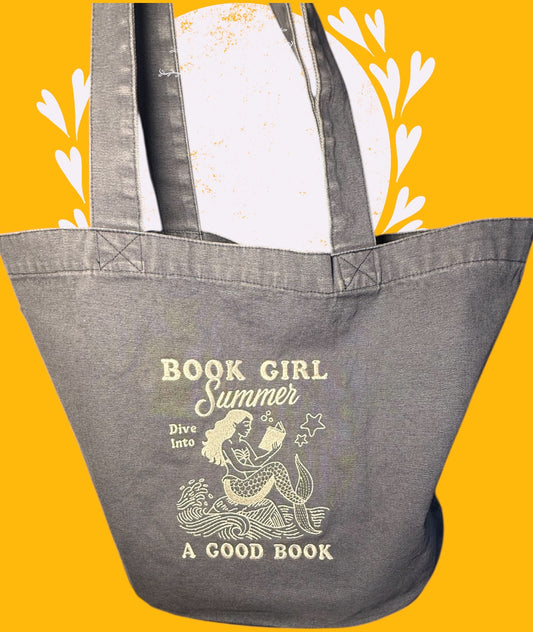 Book Girl Summer Tote – embroidered reader aesthetic bag